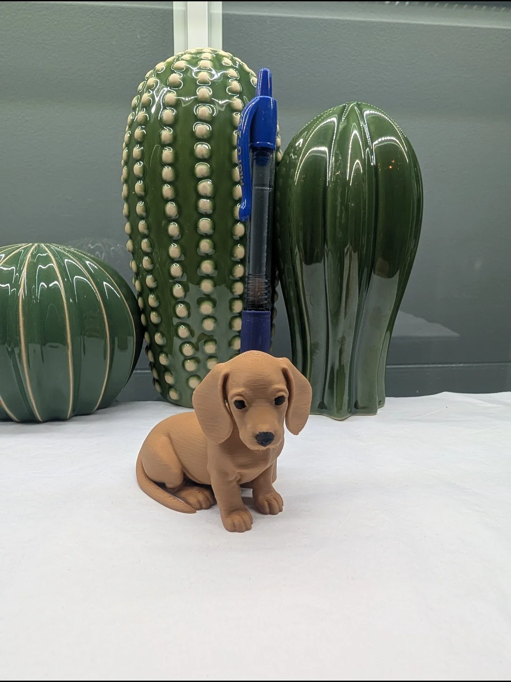 3D Printed Brown Dachshund Pen Holder